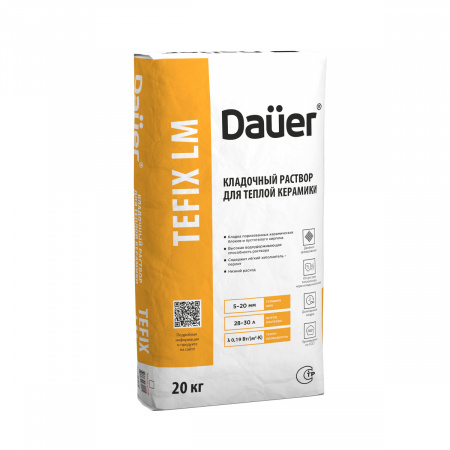 Теплоизоляционный кладочный раствор для теплой керамики Dauer TEFIX LM 20 кг